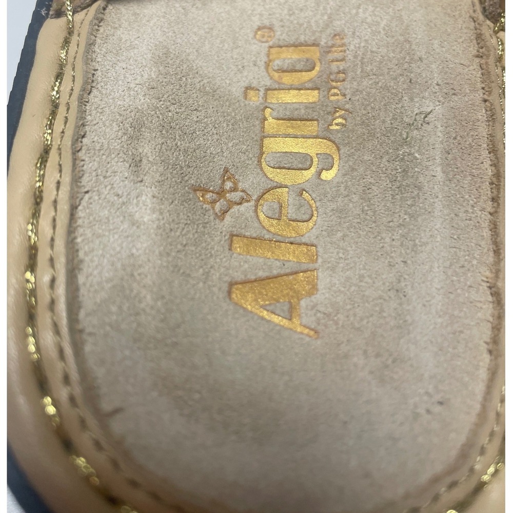 Alegria Carina Tan Leather Wedge Thong Sandals Women's - Picture 4 of 13
